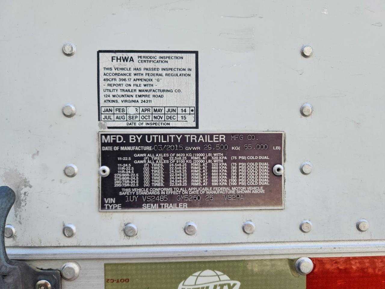 2016 UTIL Trailer VIN 1UYVS2485GM526026 photo 10