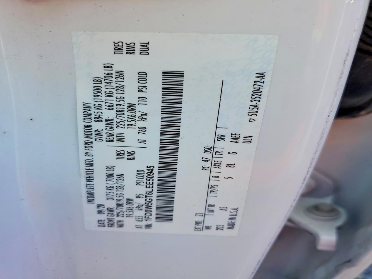 2020 Ford F550 VIN 1FD0W5GT6LEE50945 photo 12