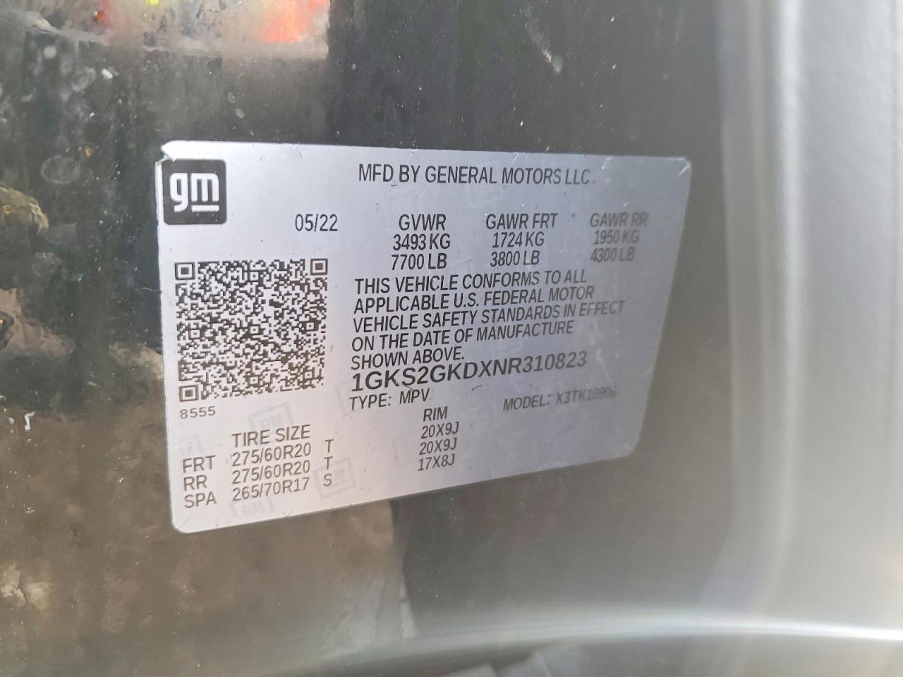 2022 GMC Yukon VIN 1GKS2GKDXNR310823 photo 12