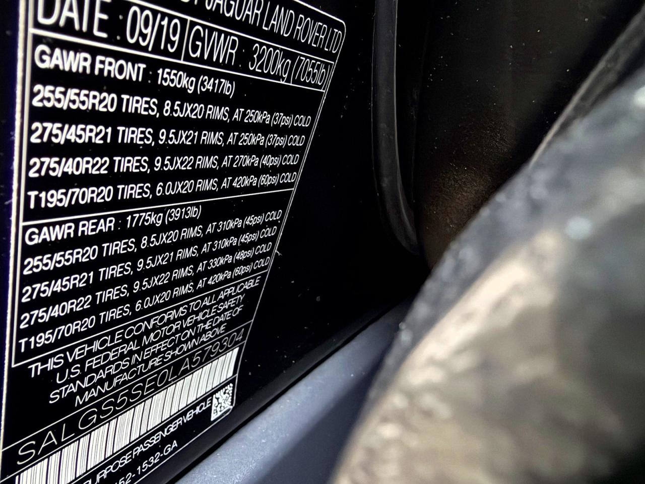 2020 Land Rangerover VIN SALGS5SE0LA579304 photo 10