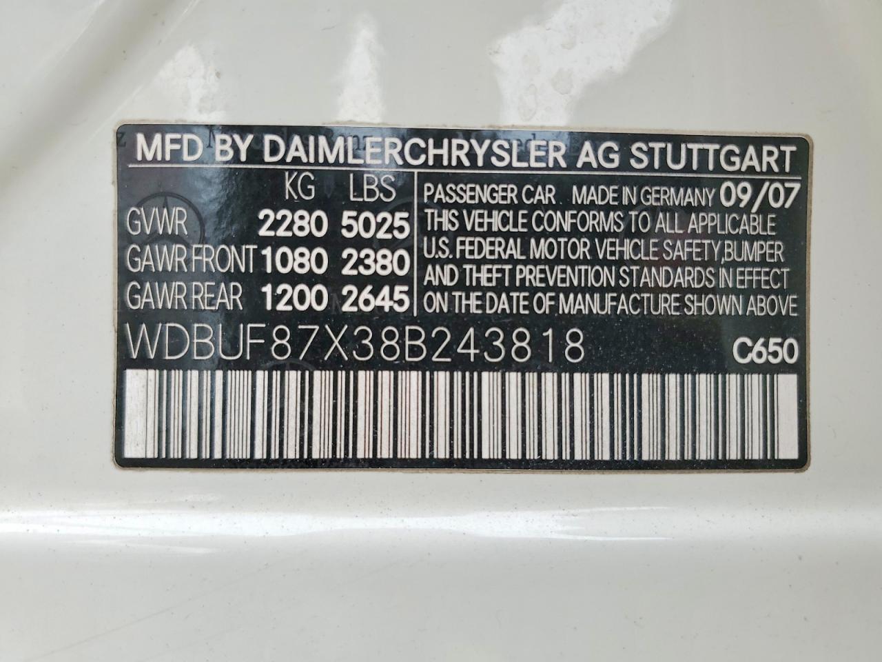 2008 Mercedes-Benz E-class VIN WDBUF87X38B243818 photo 12