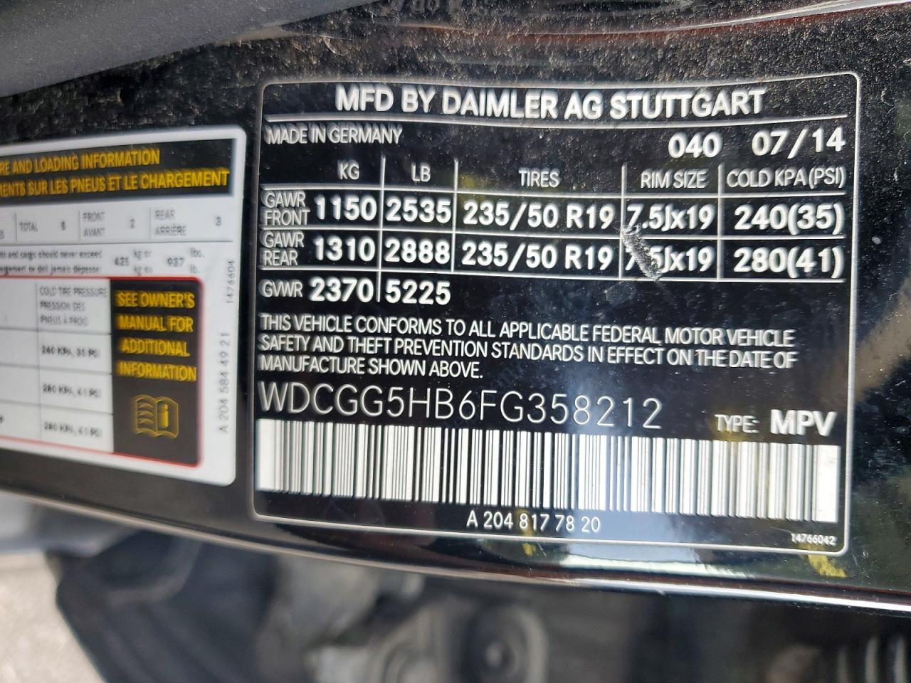 2015 Mercedes-Benz Glk-class VIN WDCGG5HB6FG358212 photo 12