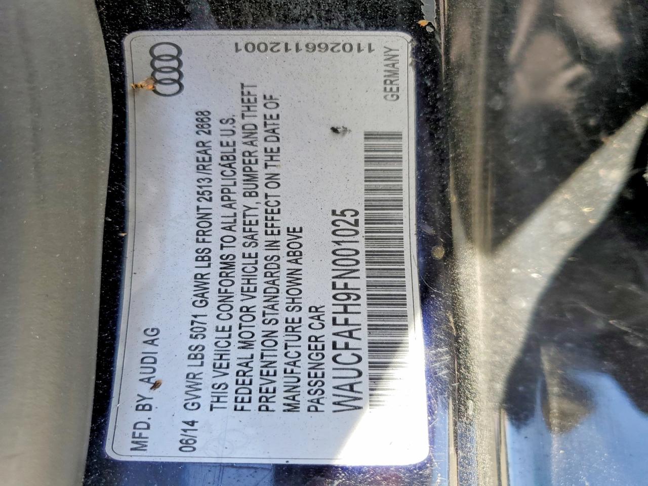 2015 Audi A5 VIN WAUCFAFH9FN001025 photo 12