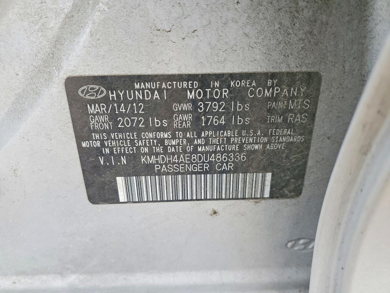 2013 Hyundai Elantra li VIN KMHDH4AE8DU486336 photo 12