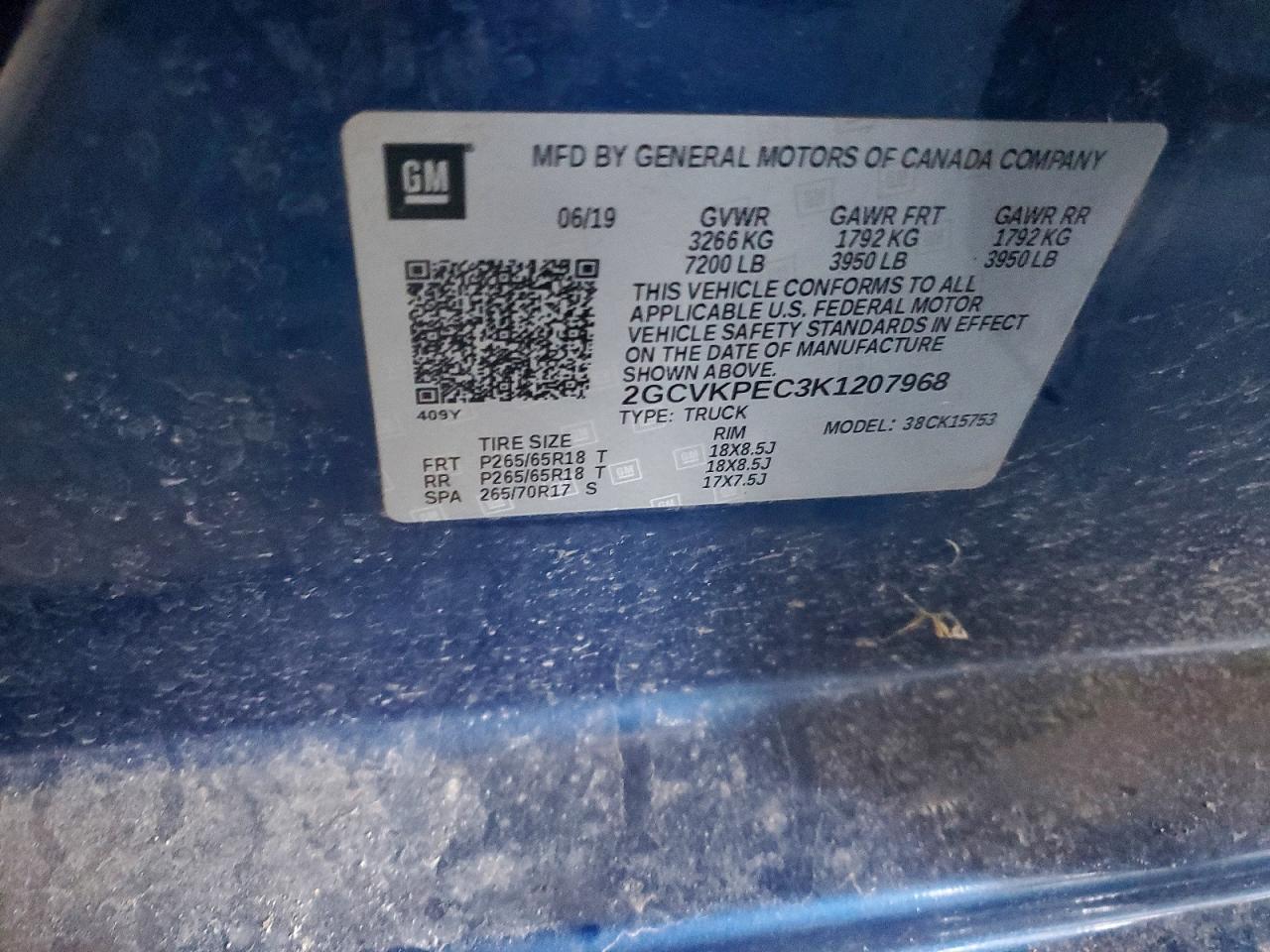 2019 CHEVROLET All models VIN 2GCVKPEC3K1207968 photo 12