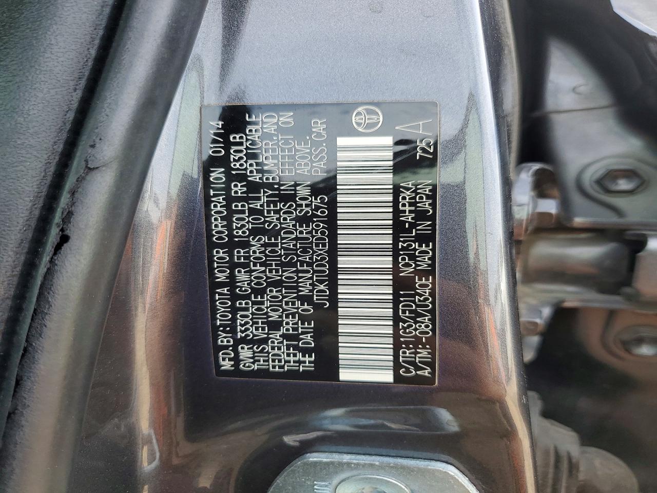 2014 Toyota Yaris VIN JTDKTUD3XED591675 photo 12