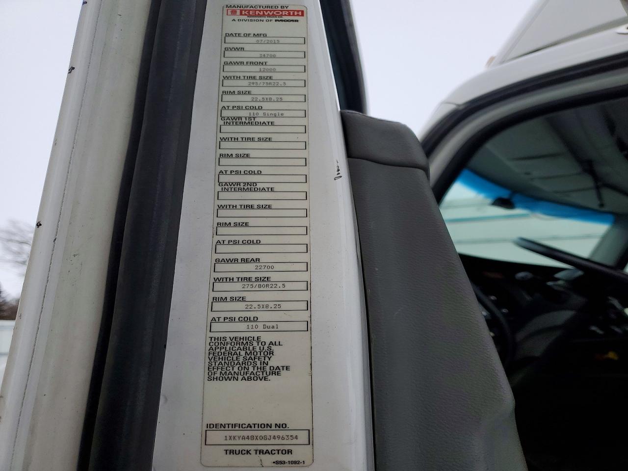 2016 KENWORTH All models VIN 1XKYA48X0GJ496354 photo 10