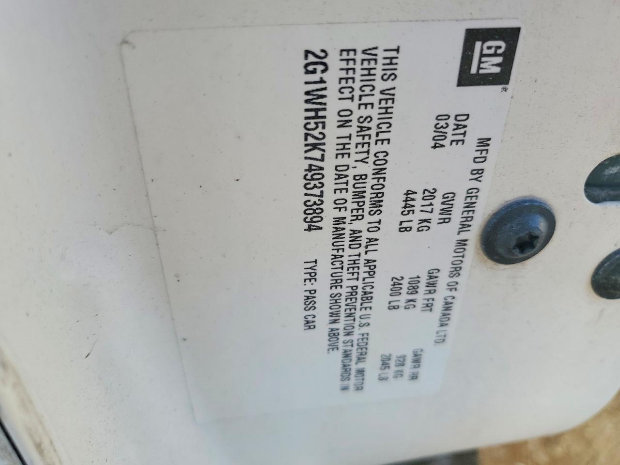 2004 Chevrolet Impala VIN 2G1WH52K749373894 photo 12