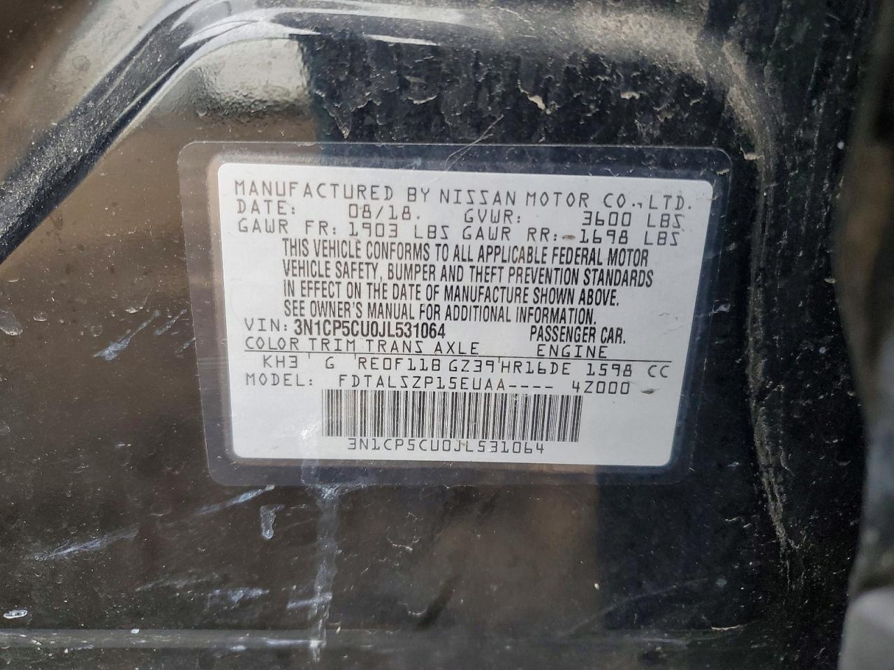 2018 NISSAN Kicks VIN 3N1CP5CU0JL531064 photo 12