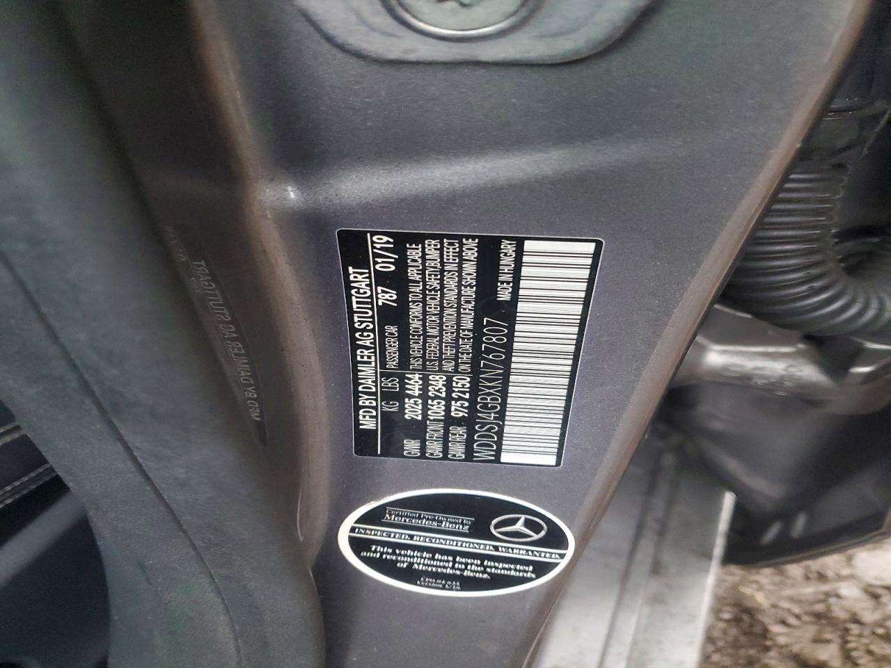 2019 Mercedes-Benz Cla-class VIN WDDSJ4GBXKN767807 photo 12