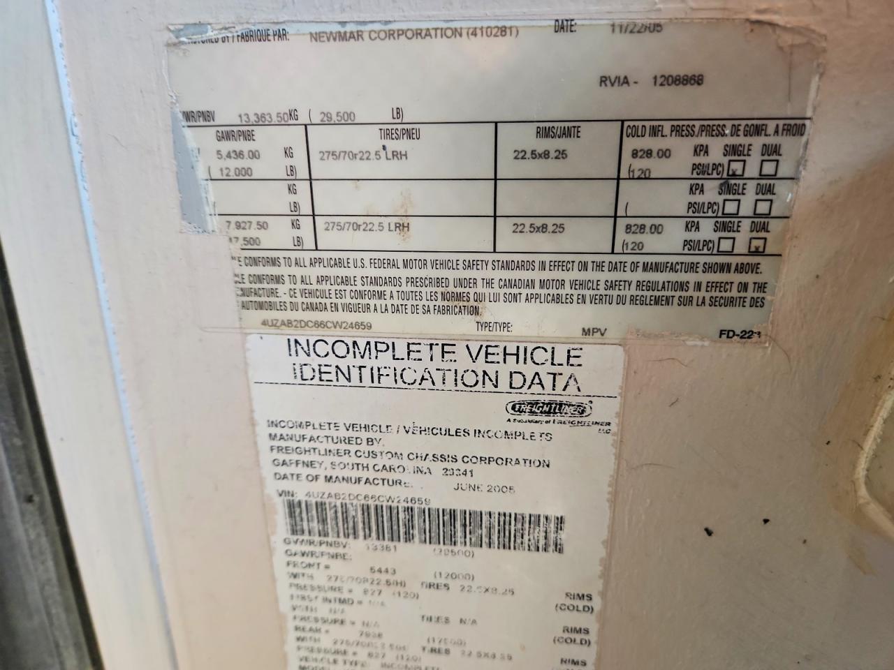 2006 FREIGHTLINER All other VIN 4UZAB2DC66CW24659 photo 10