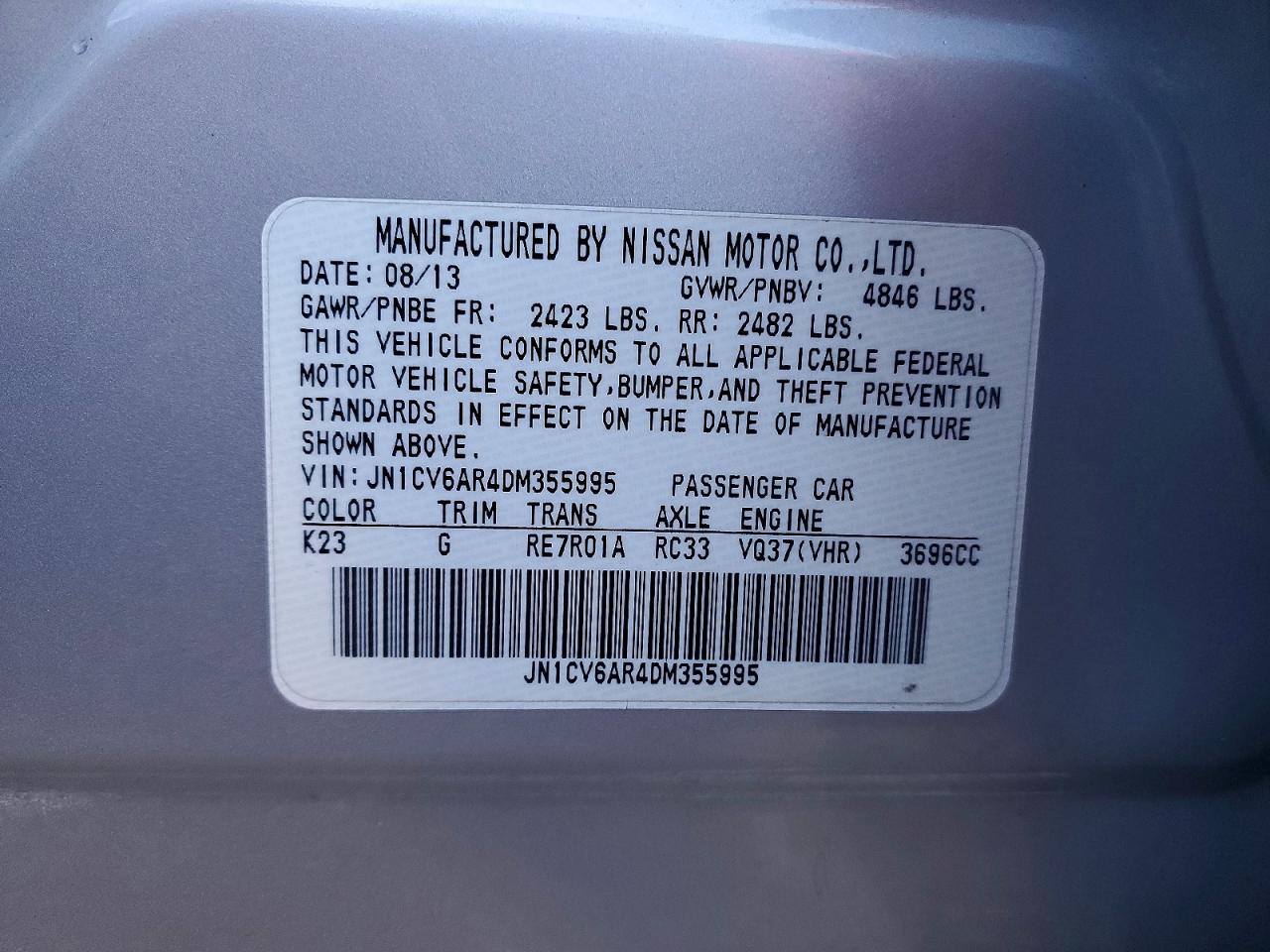 2013 Infiniti G37 VIN JN1CV6AR4DM355995 photo 12