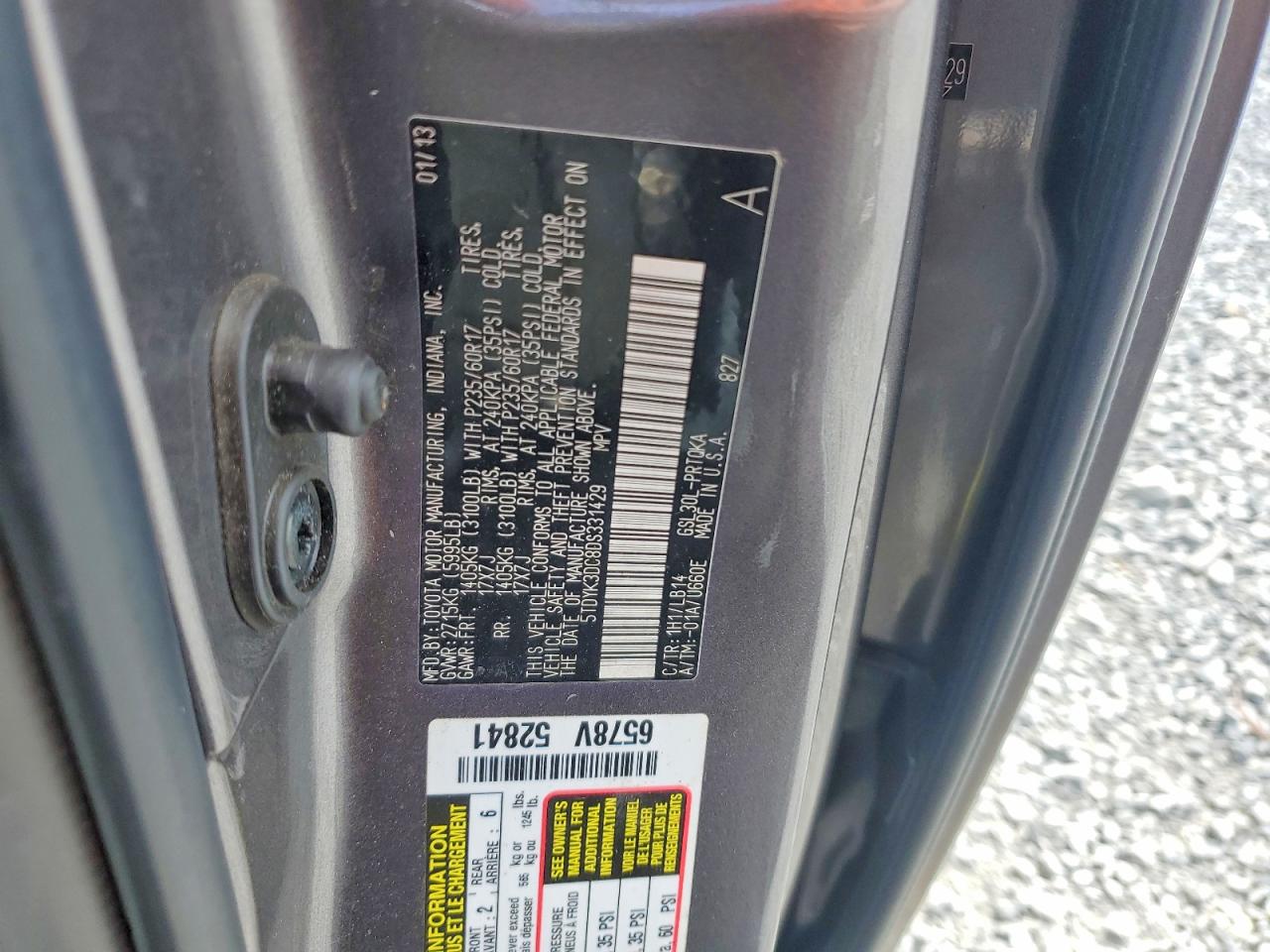 2013 Toyota All models VIN 5TDYK3DC8DS331429 photo 12