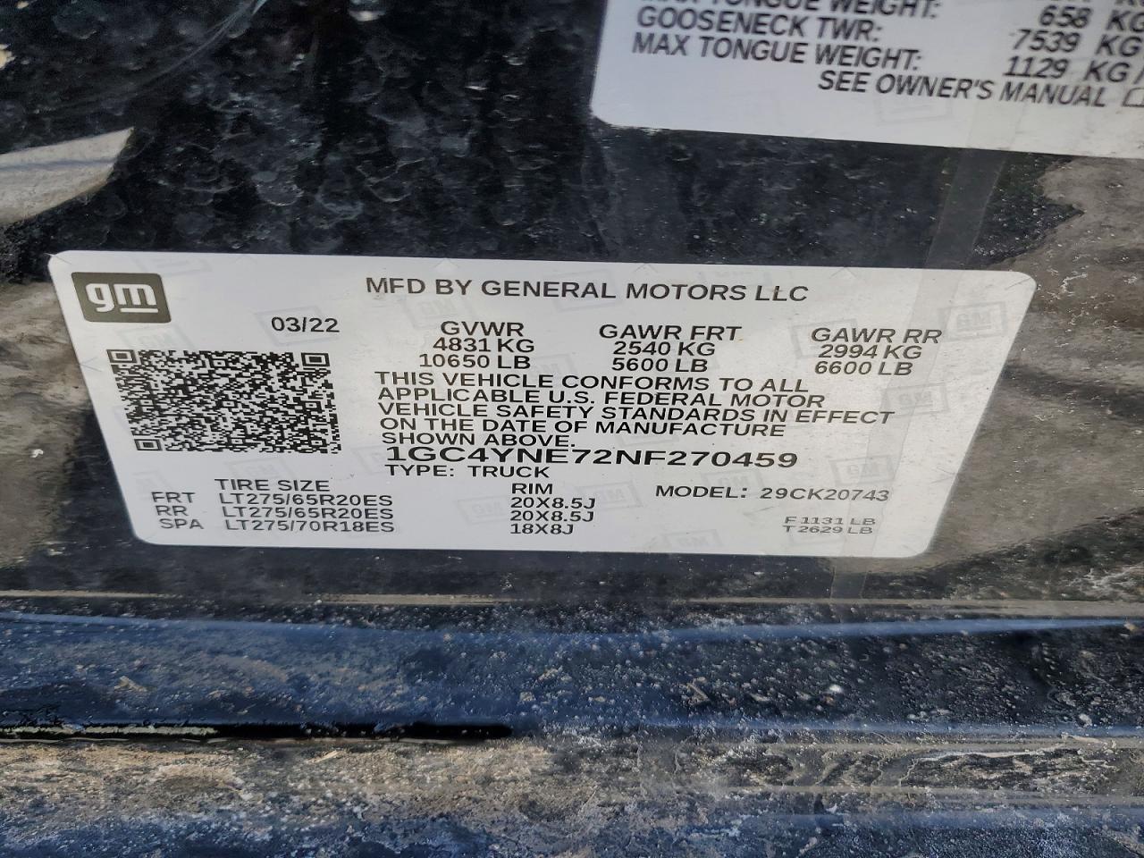 2022 Chevrolet All models VIN 1GC4YNE72NF270459 photo 12