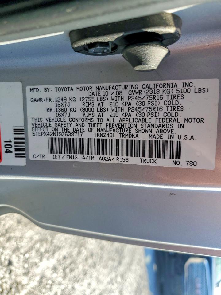 2009 Toyota All models VIN 5TEPX42N19Z638717 photo 12