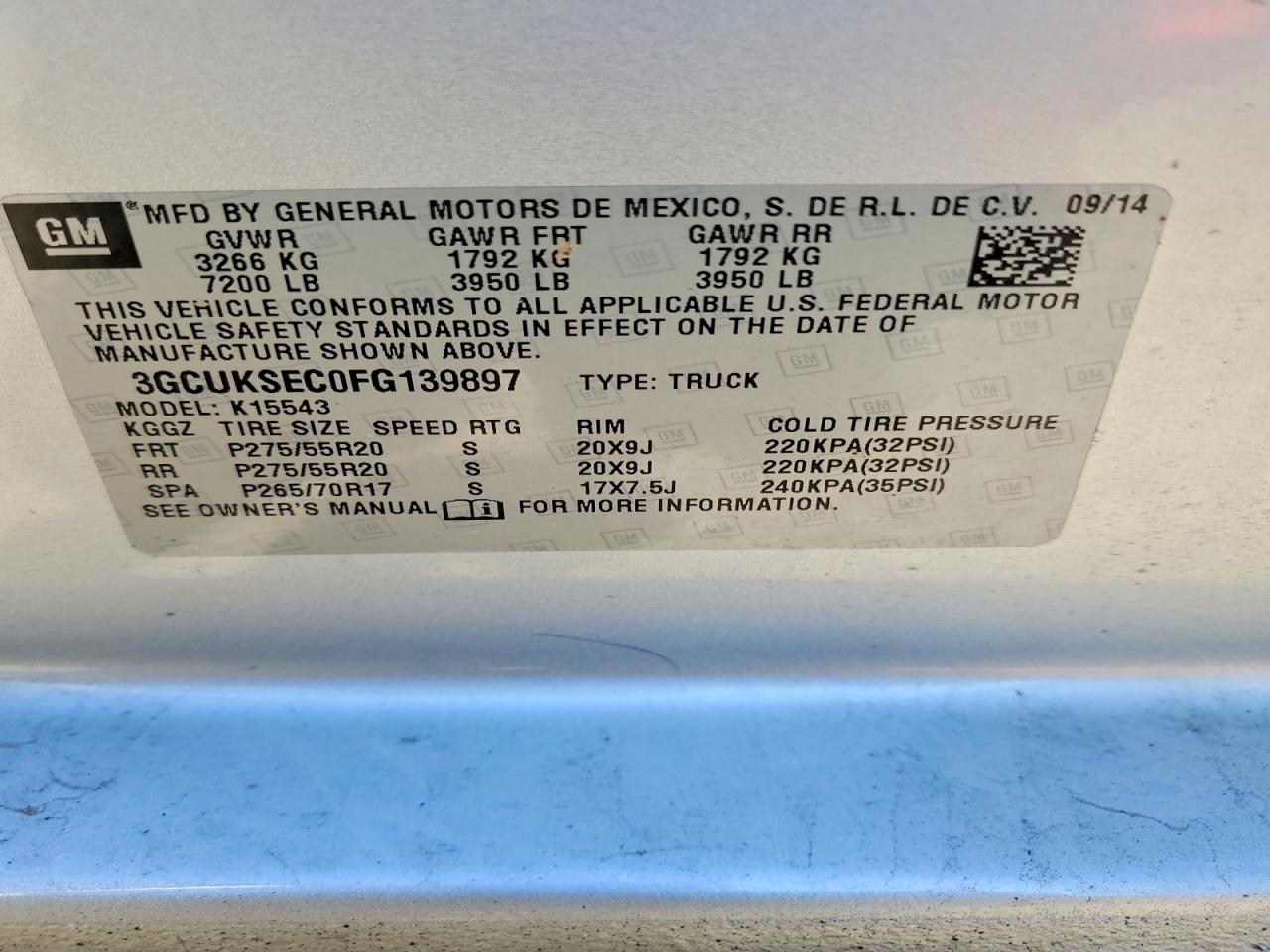 2015 Chevrolet All models VIN 3GCUKSEC0FG139897 photo 12