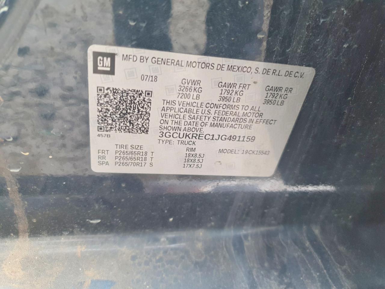 2018 Chevrolet All models VIN 3GCUKREC1JG491159 photo 12