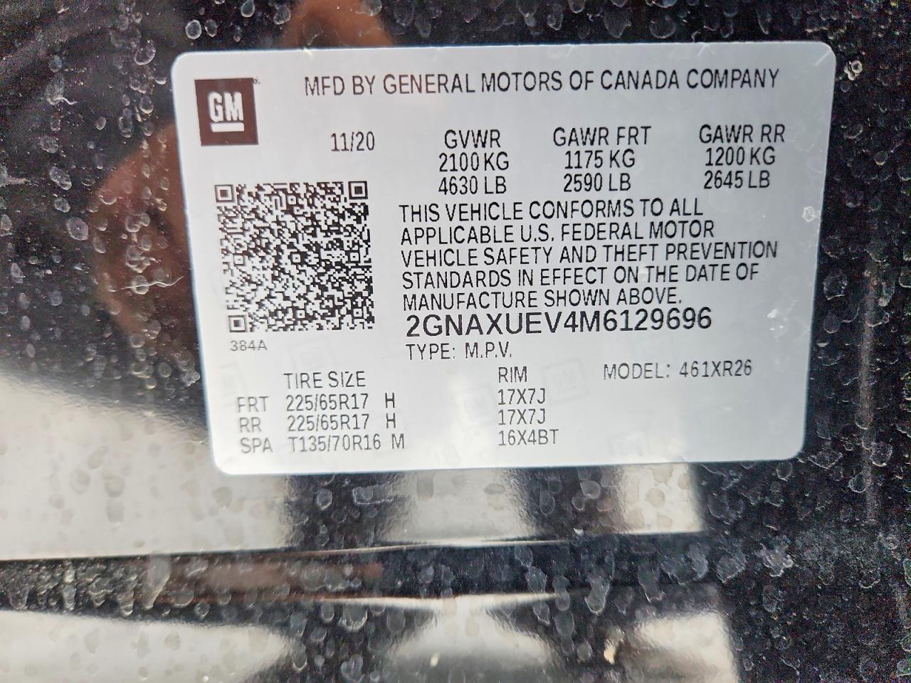 2021 Chevrolet Equinox VIN 2GNAXUEV4M6129696 photo 12