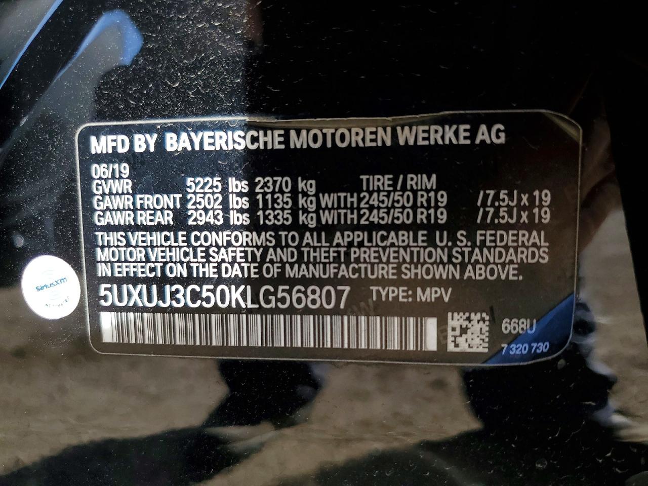 2019 BMW X4 VIN 5UXUJ3C50KLG56807 photo 12