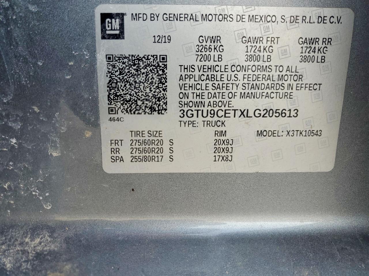 2020 GMC SIERRA VIN 3GTU9CETXLG205613 photo 12