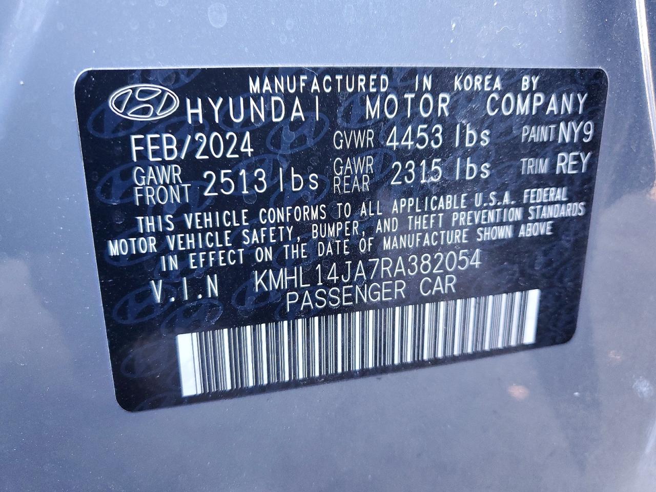 2024 Hyundai Sonata VIN KMHL14JA7RA382054 photo 12