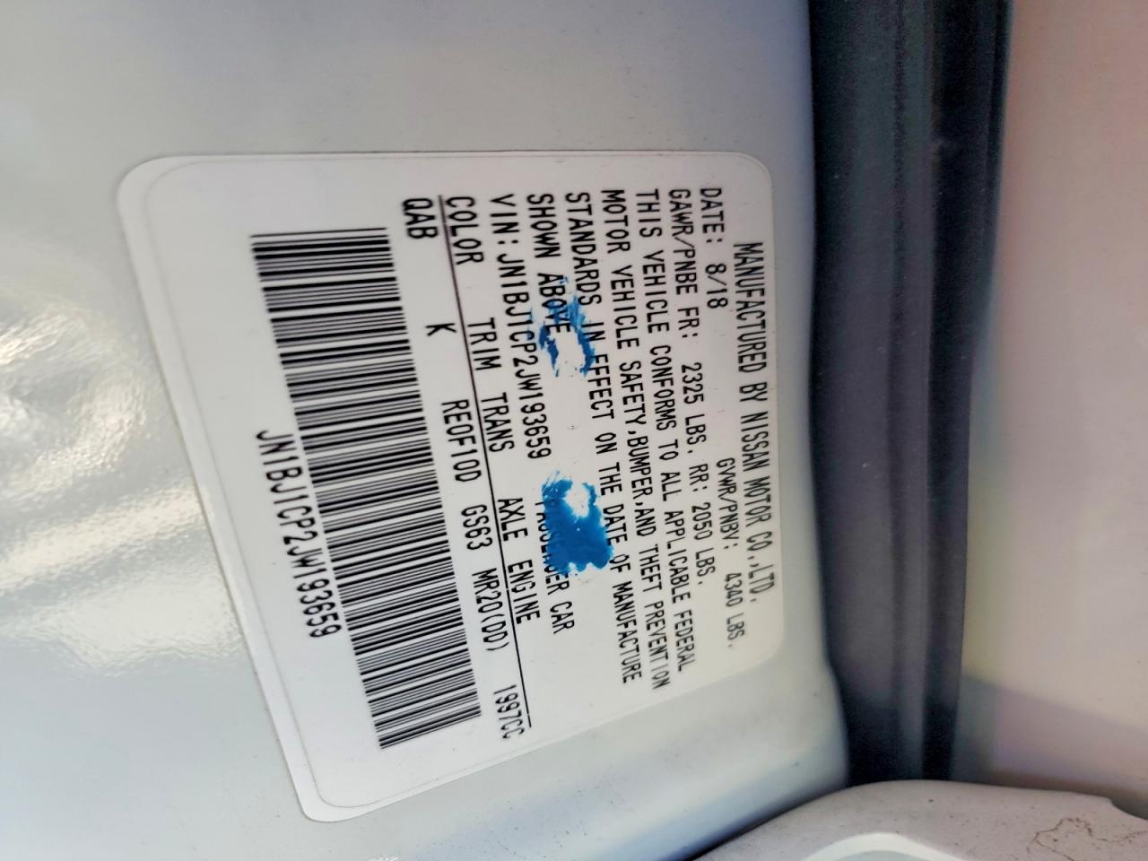 2018 Niss Rogue VIN JN1BJ1CP2JW193659 photo 12