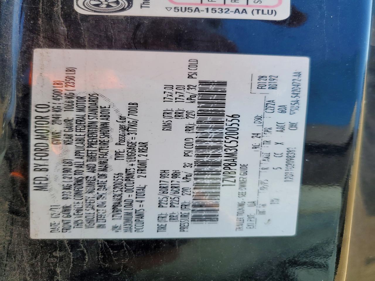 2012 Ford All models VIN 1ZVBP8AM3C5200556 photo 12