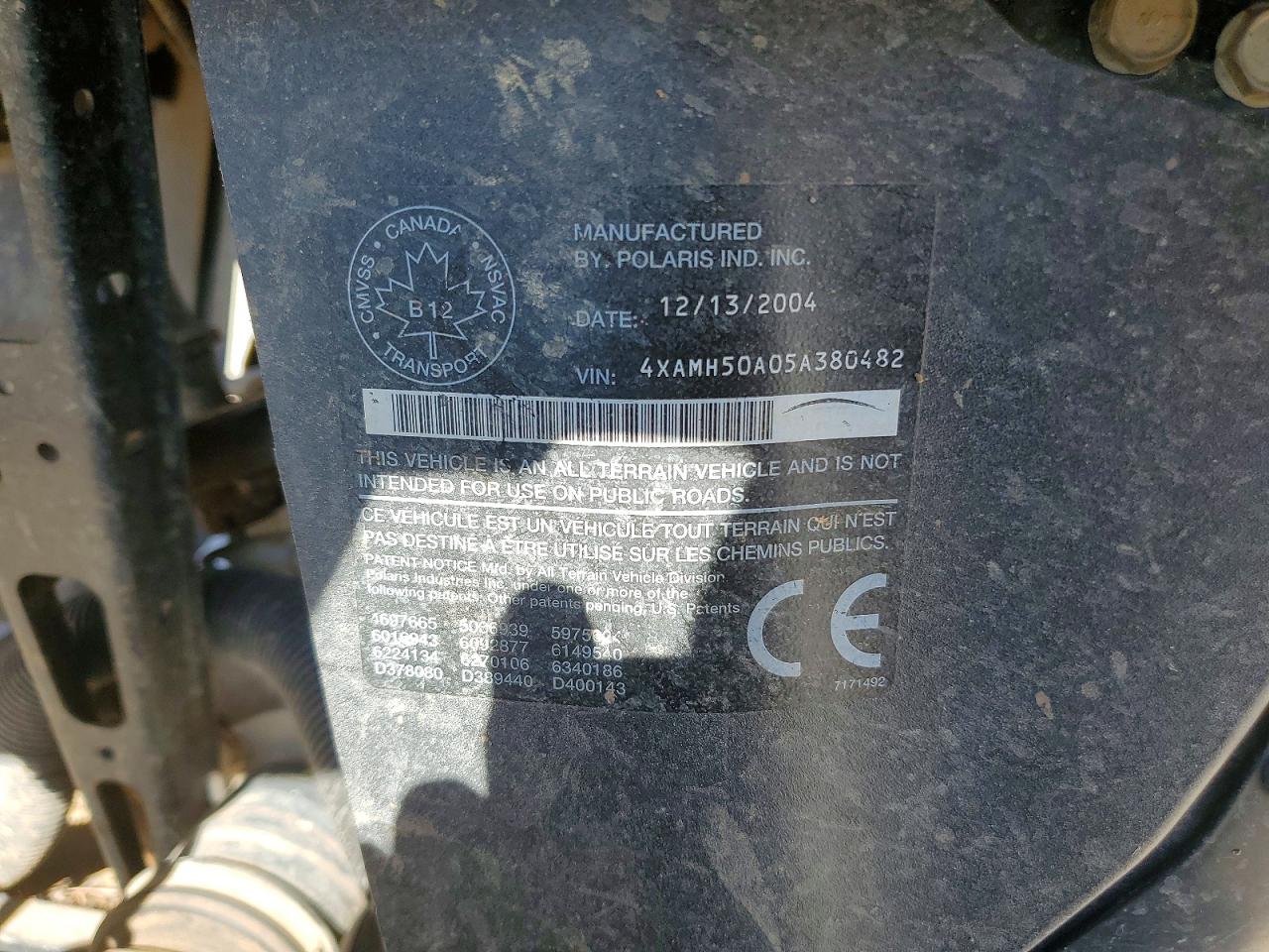 2005 Polaris Sportsman VIN 4XAMH50A05A380482 photo 12