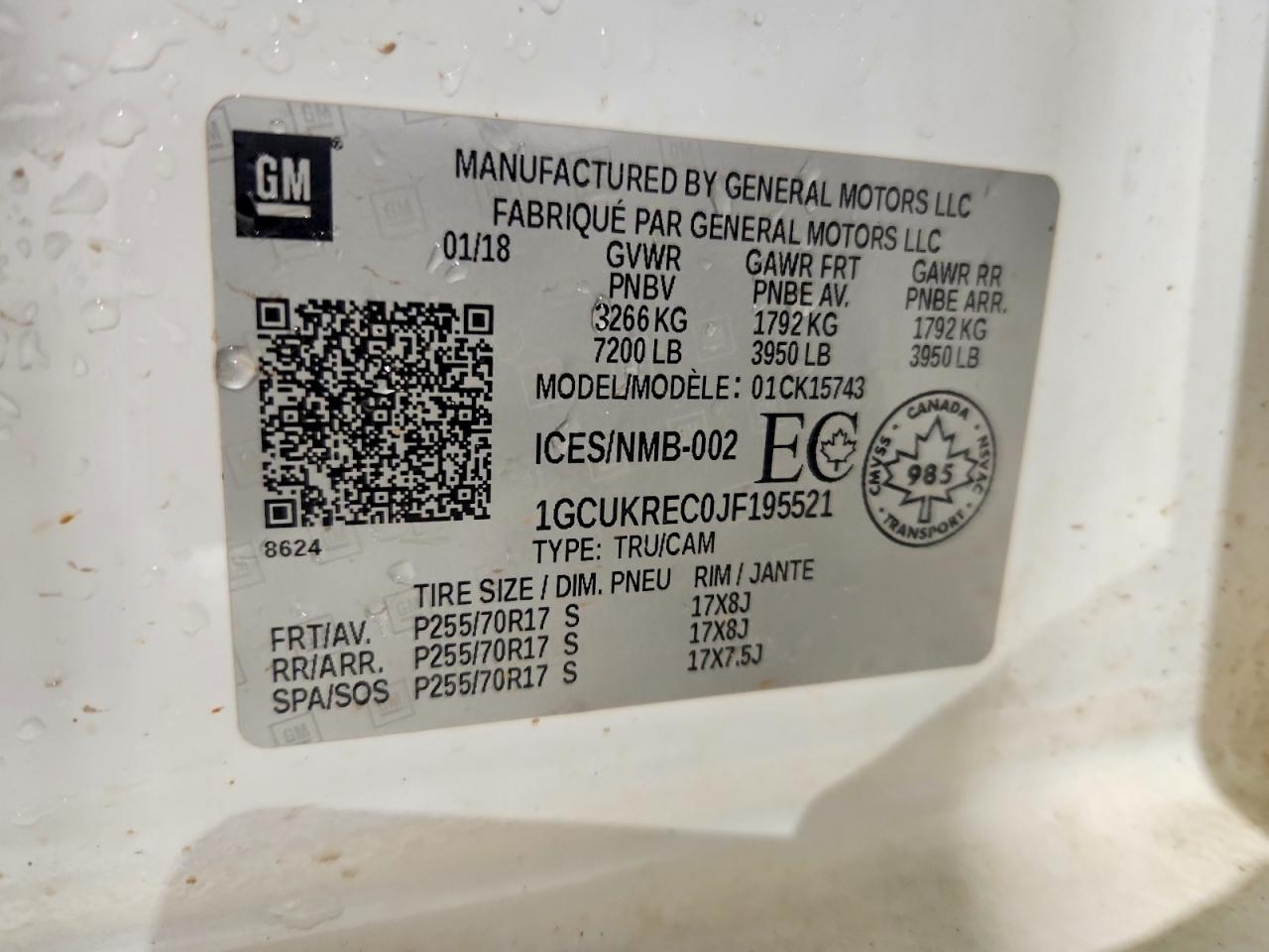 2018 CHEVROLET All models VIN 1GCUKREC0JF195521 photo 12