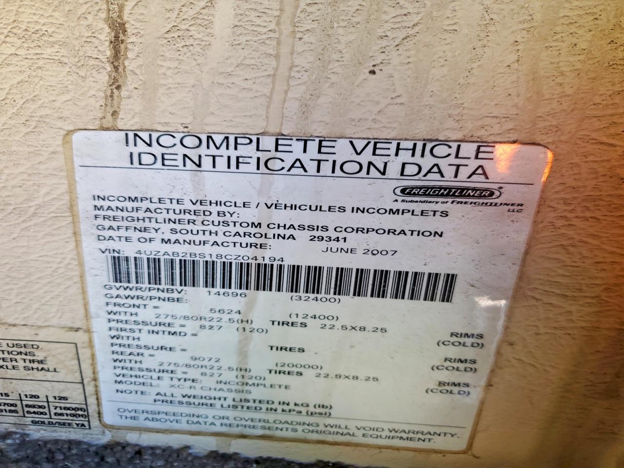 2008 FREIGHTLINER All other VIN 4UZAB2BS18CZ04194 photo 10