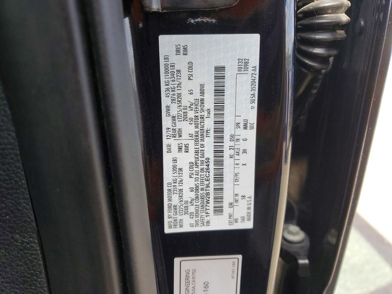 2020 Ford F250 VIN 1FT7W2BT9LEC26450 photo 12