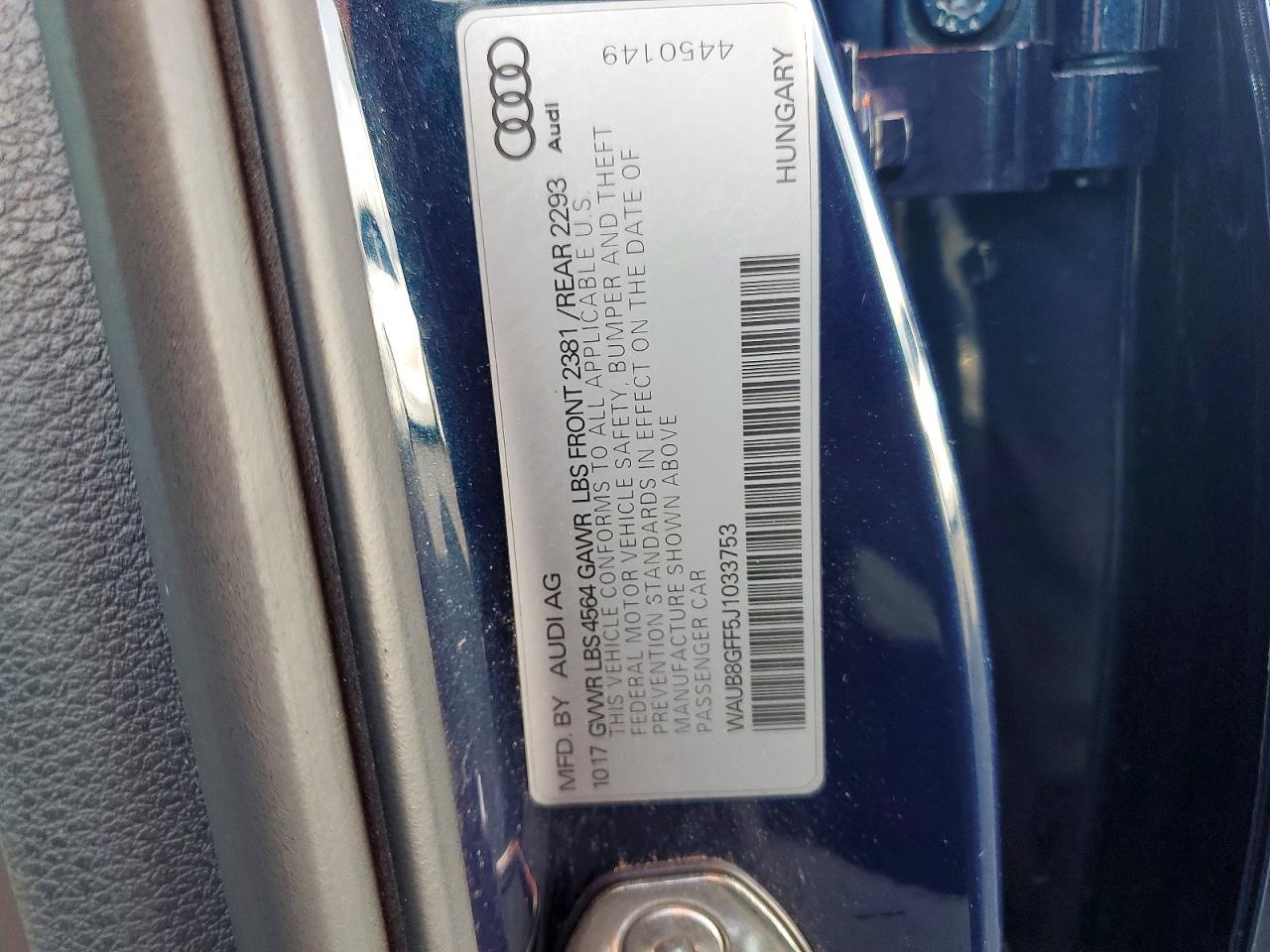 2018 Audi A3 VIN WAUB8GFF5J1033753 photo 12