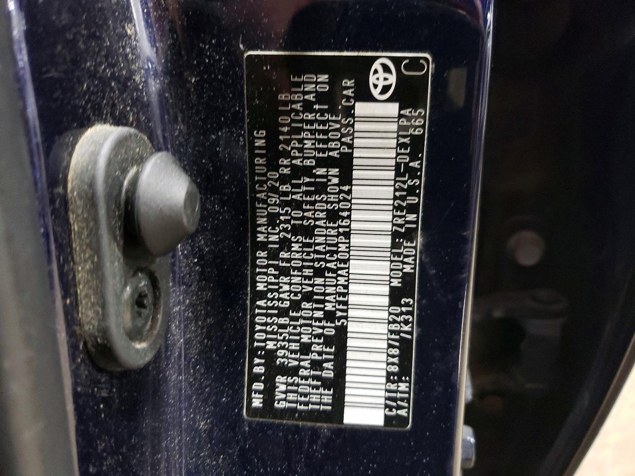 2021 Toyota Corolla VIN 5YFEPMAE0MP164024 photo 12