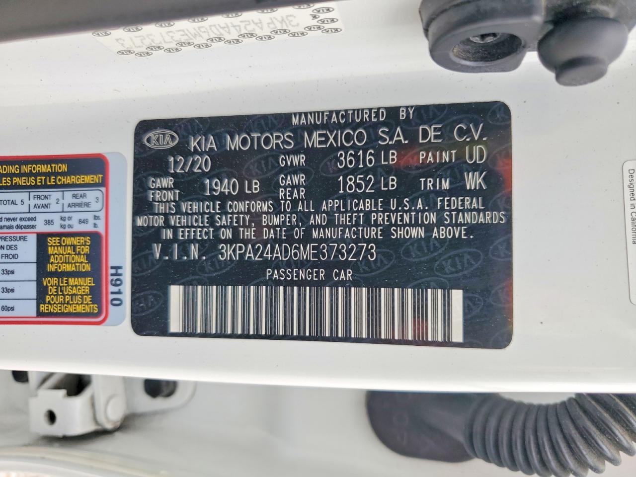 2021 Kia Rio VIN 3KPA24AD6ME373273 photo 12