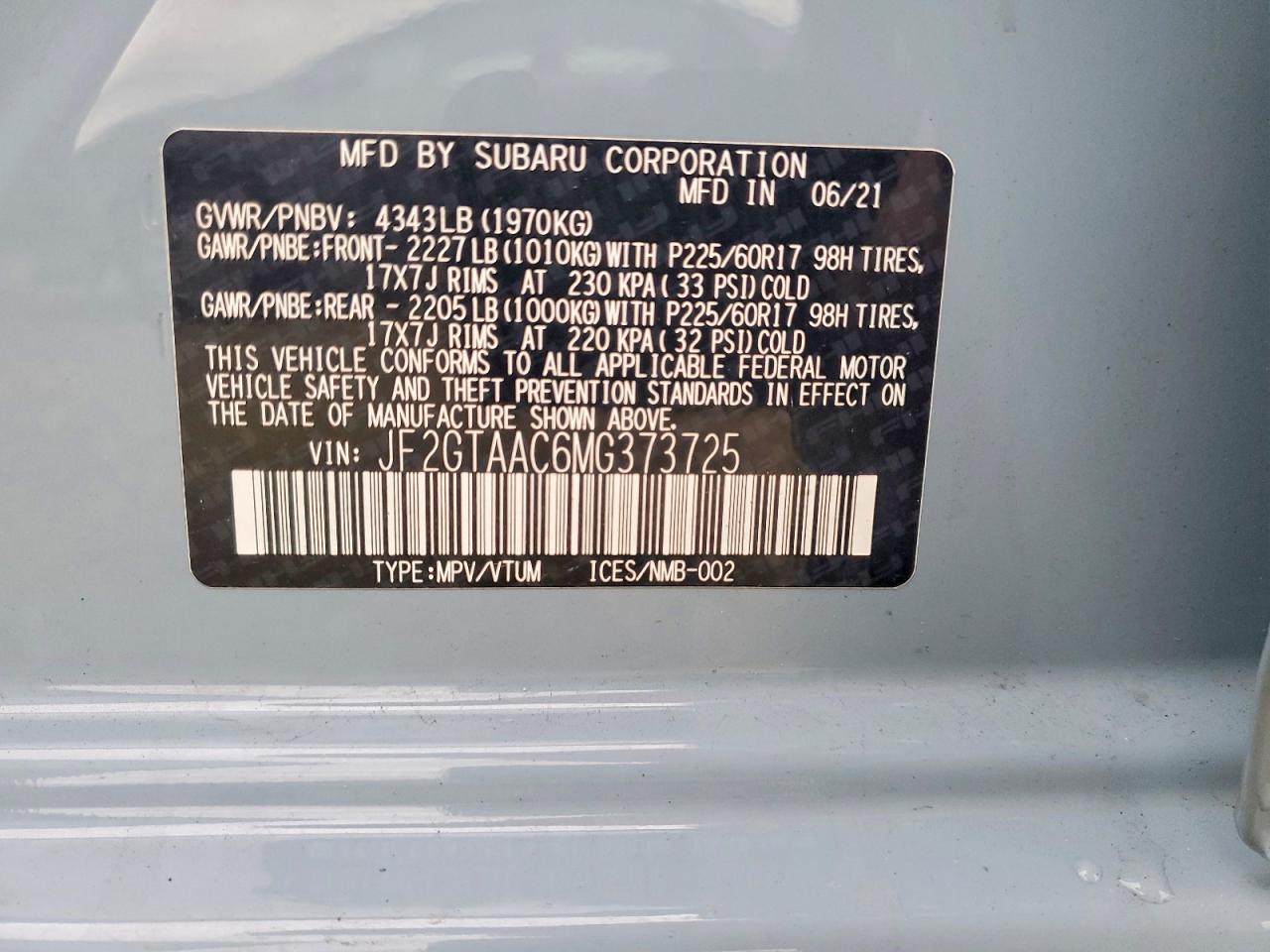 2021 Subaru Crosstrek VIN JF2GTAAC6MG373725 photo 12