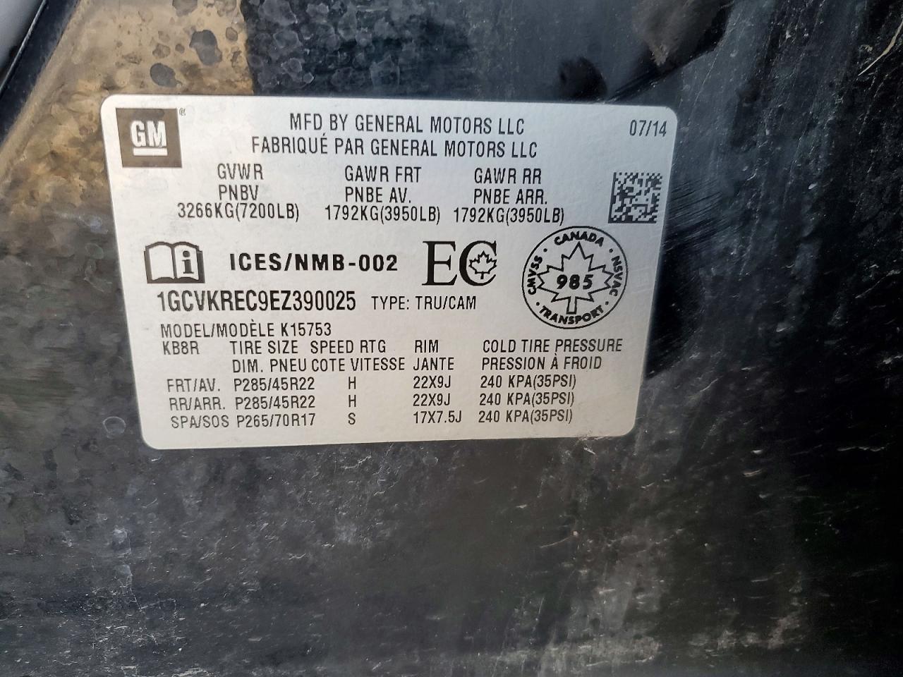 2014 CHEV All models VIN 1GCVKREC9EZ390025 photo 12