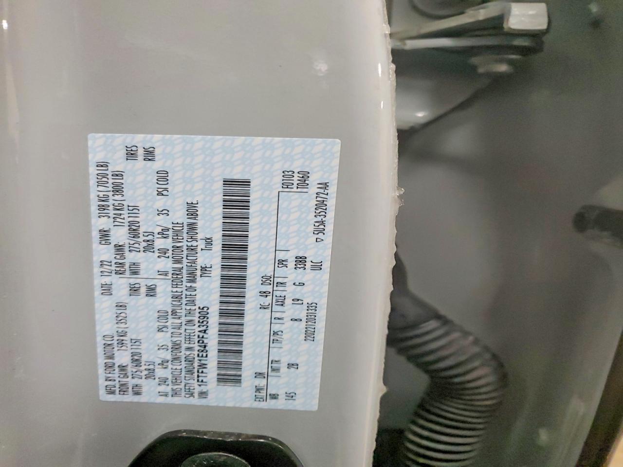 2023 Ford F150 VIN 1FTFW1E84PFA35905 photo 12