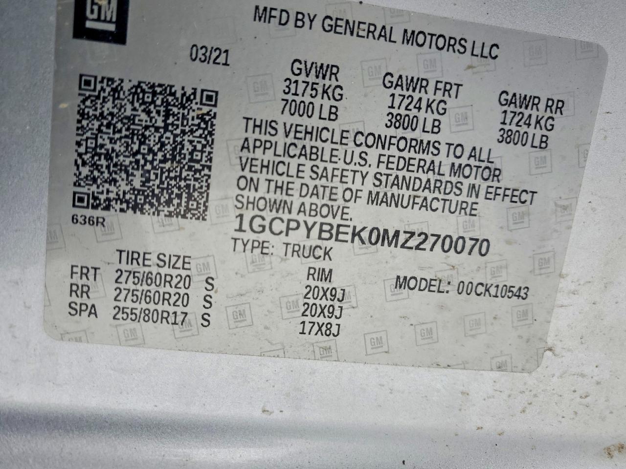 2021 Chevrolet All models VIN 1GCPYBEK0MZ270070 photo 12
