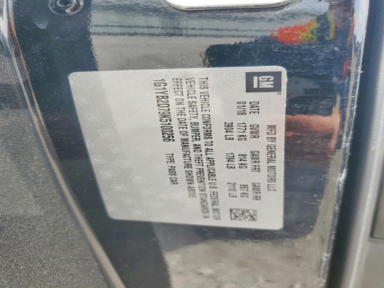 2019 Chevrolet Corvette VIN 1G1YB2D79K5100256 photo 12