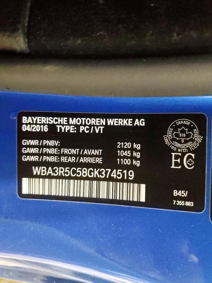 2016 BMW 4 series VIN WBA3R5C58GK374519 photo 12