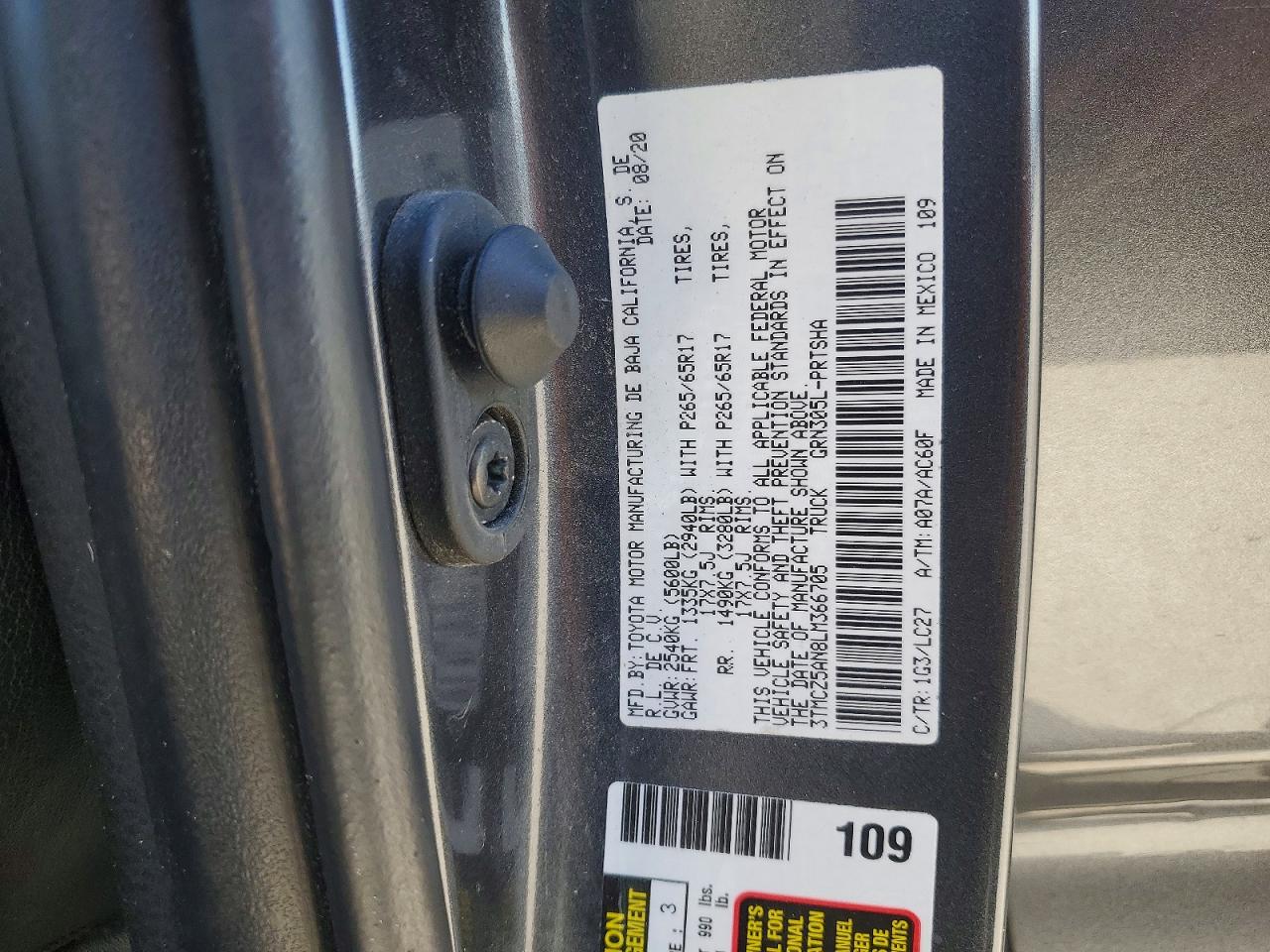 2020 Toyota All models VIN 3TMCZ5AN8LM366705 photo 12