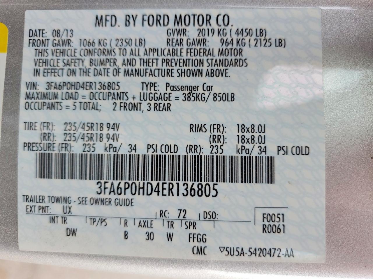 2014 FORD All models VIN 3FA6P0HD4ER136805 photo 12