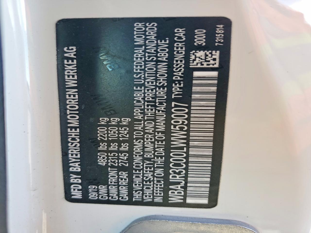 2020 BMW 5 series VIN WBAJR3C00LWW59007 photo 12