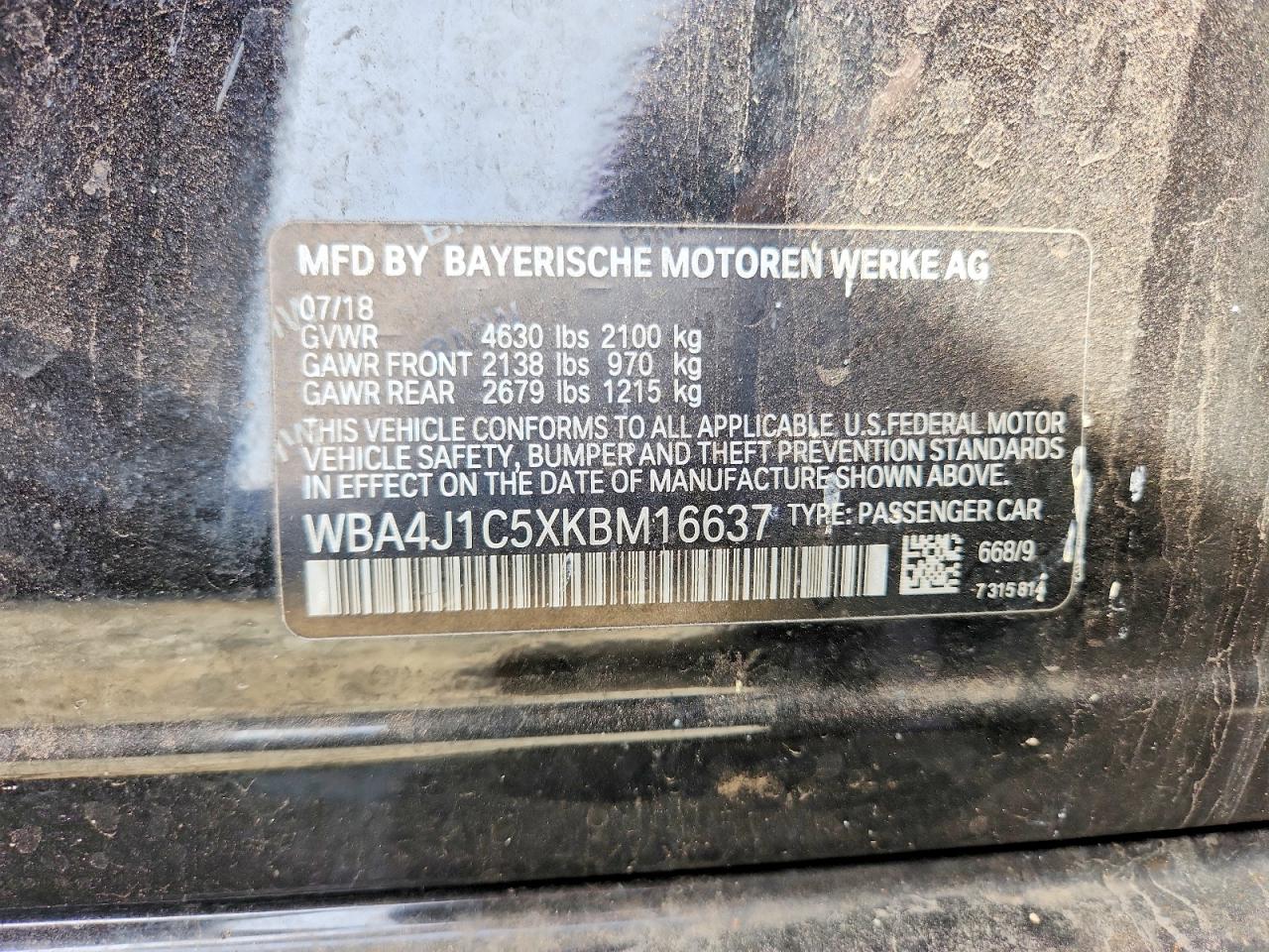 2019 BMW 4 series VIN WBA4J1C5XKBM16637 photo 12