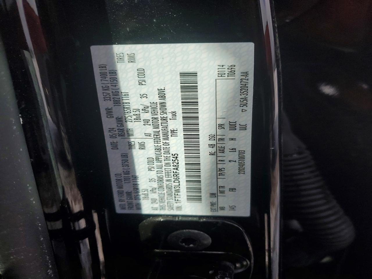 2024 Ford All models VIN 1FTFW3LD6RFA82545 photo 12