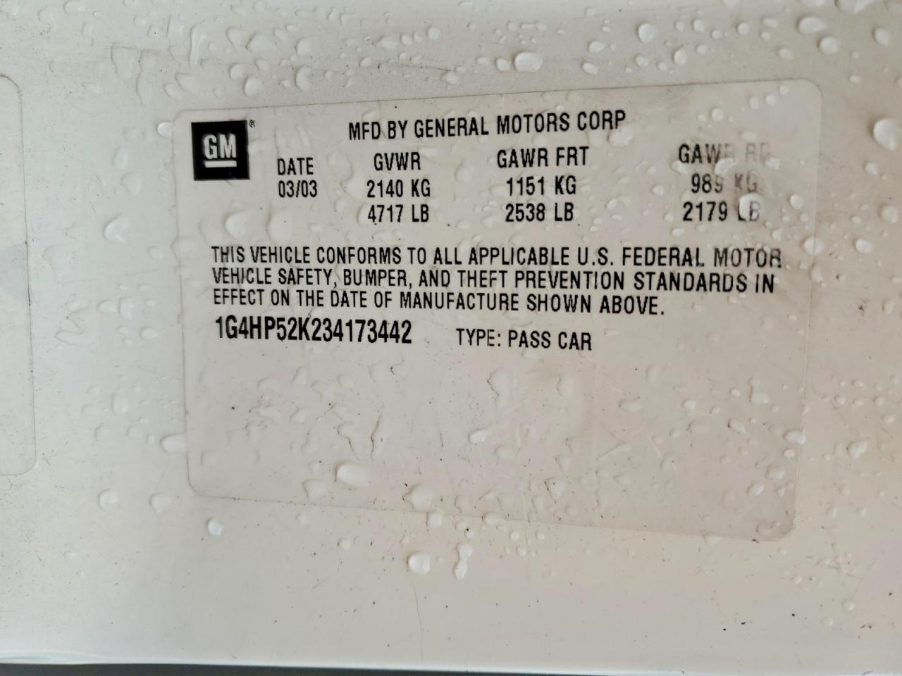 2003 Buick Lesabre VIN 1G4HP52K234173442 photo 12
