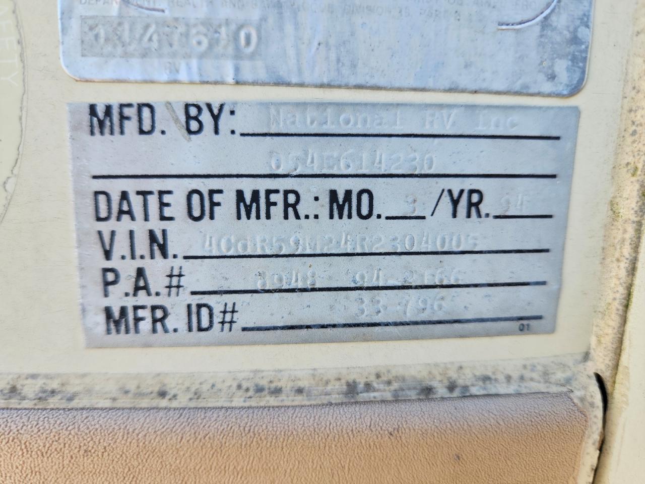 1994 NATIONAL RV VIN 4CDR59M24R2304005 photo 10
