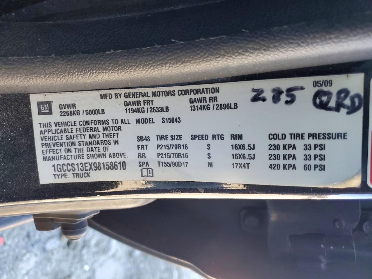 2009 Chevrolet Colorado VIN 1GCCS13EX98158610 photo 12
