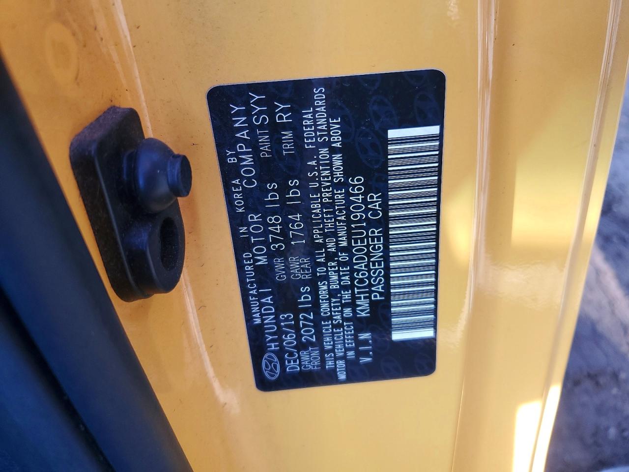 2014 Hyundai Veloster VIN KMHTC6AD0EU190466 photo 12