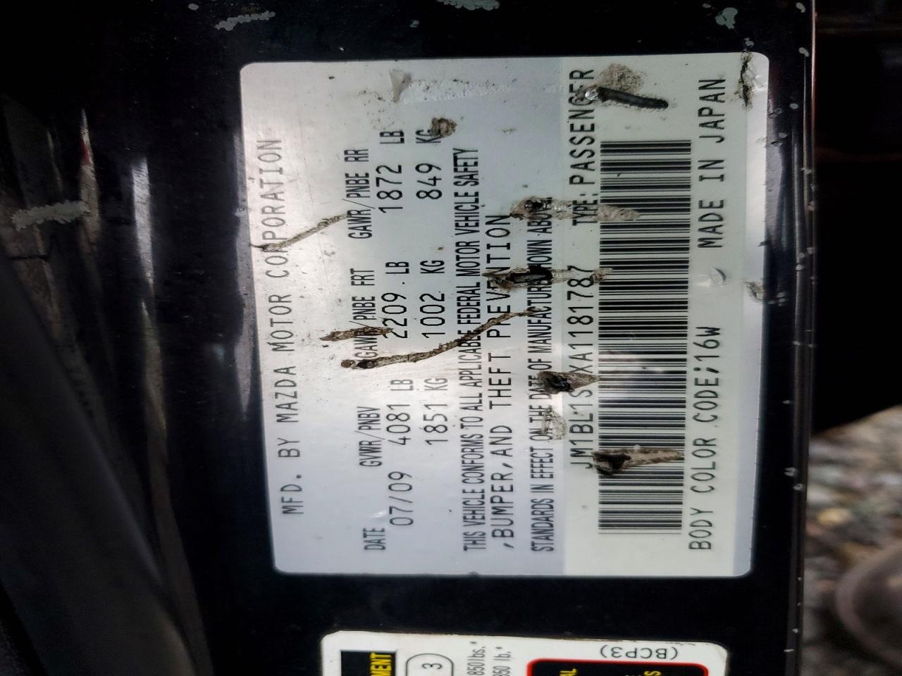 2010 Mazda Mazda3 VIN JM1BL1S6XA1181787 photo 12